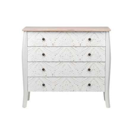 comoda madera tallada blanca-natural 100x40x90 cm