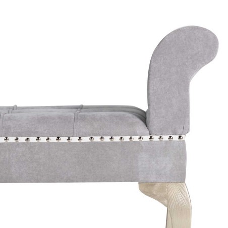 pie de cama velvet gris capitone  136x46x65 cm