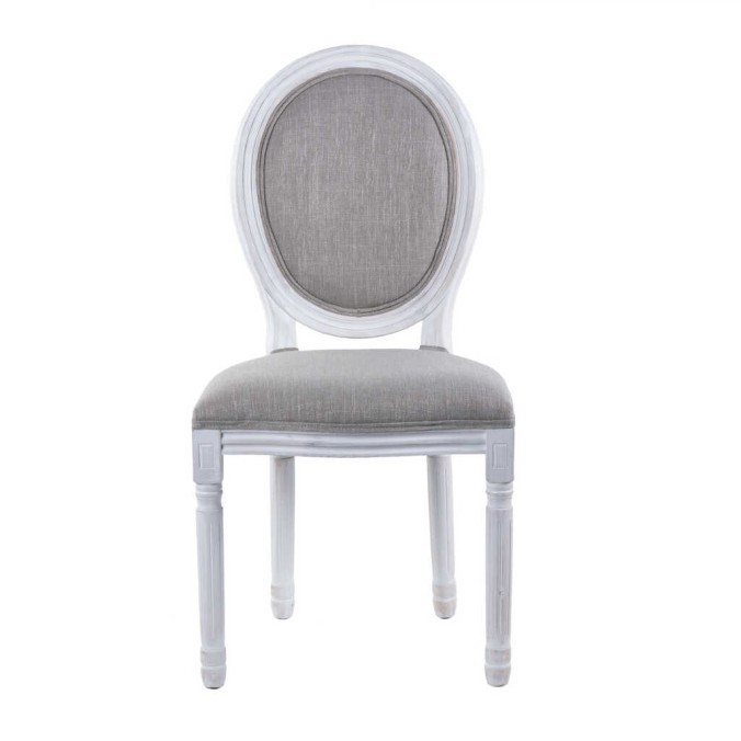 silla lino gris madera roble blanco 48x46x96 cm