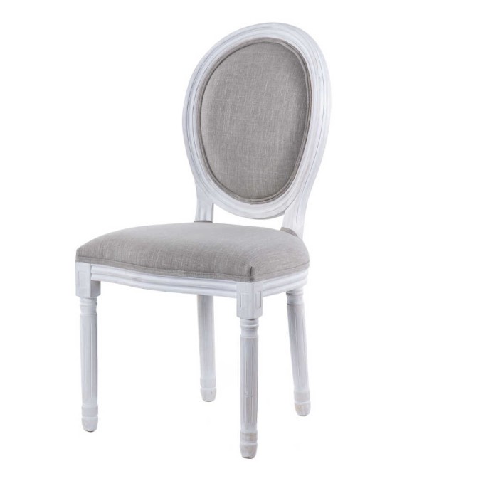 silla lino gris madera roble blanco 48x46x96 cm
