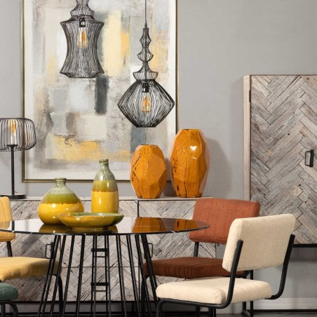 silla velvet metal mostaza 46x57x88 cm