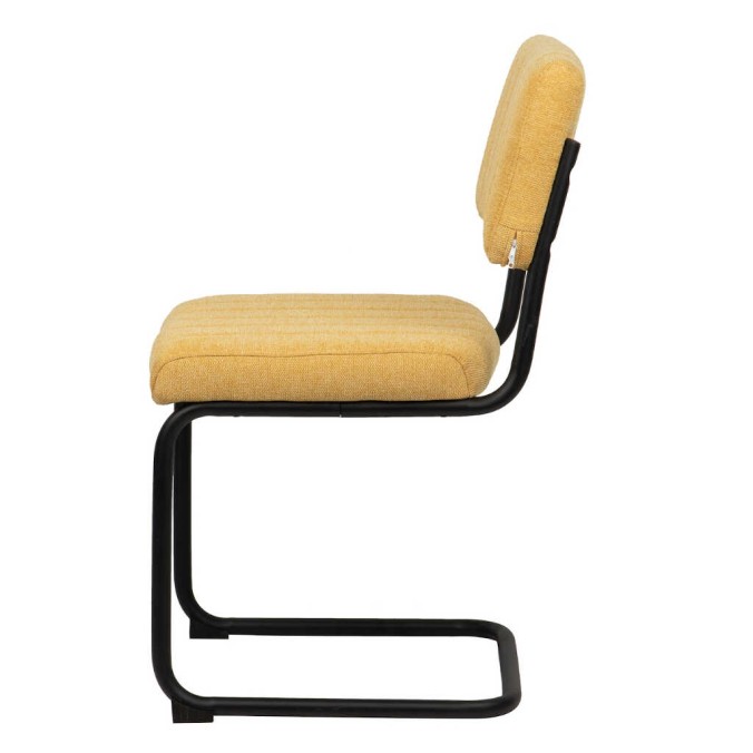 silla metal chenilla mostaza 50x56x87 cm