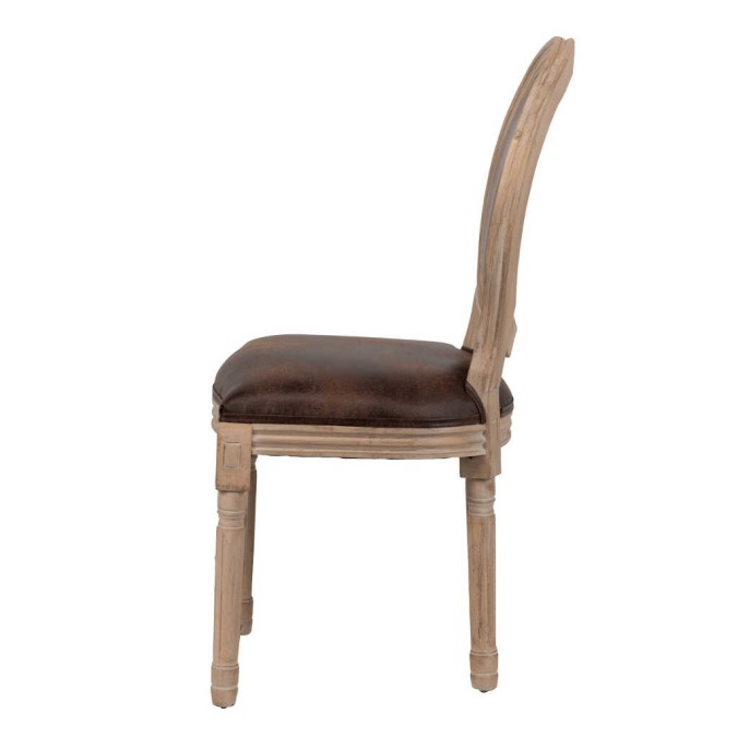 silla medallon polipiel chocolate 57x60x96 cm