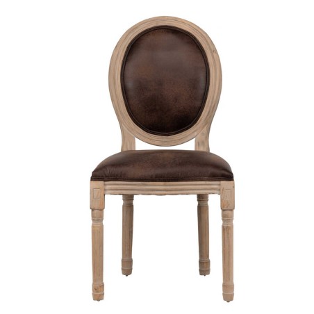 silla medallon polipiel chocolate 57x60x96 cm