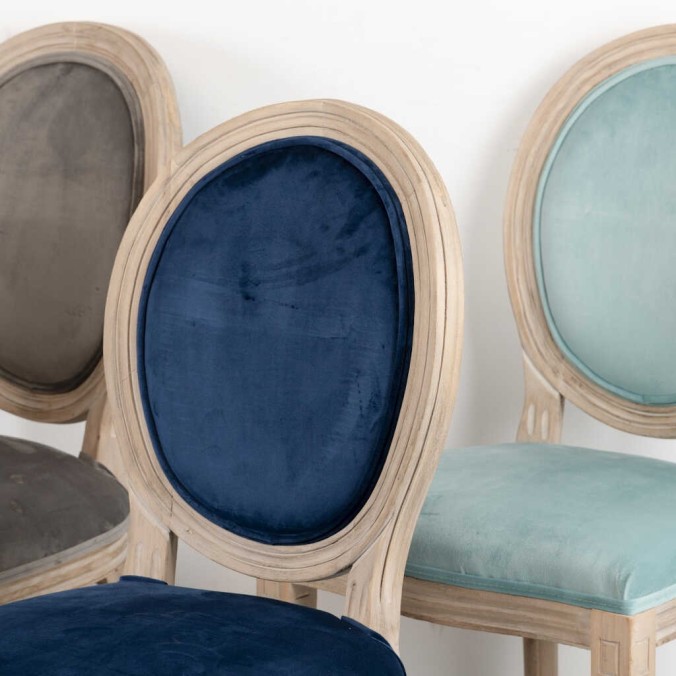silla velvet azul patas madera 48x46x96 cm