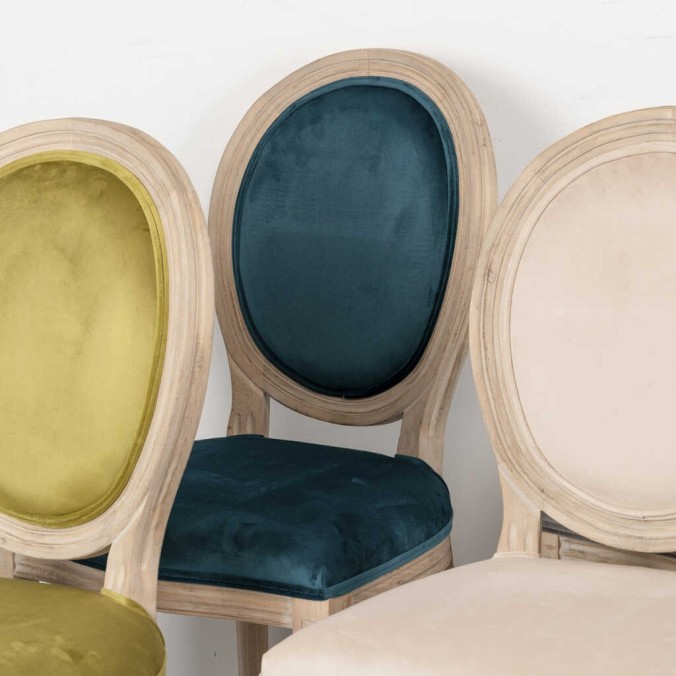 silla velvet azul patas madera 48x46x96 cm