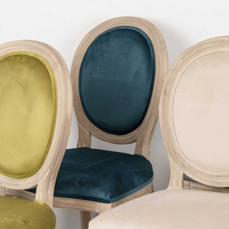 silla velvet azul patas madera 48x46x96 cm