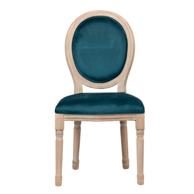 silla velvet azul patas madera 48x46x96 cm
