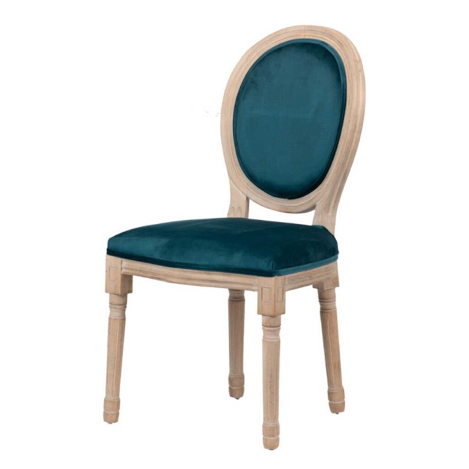 silla velvet azul patas madera 48x46x96 cm