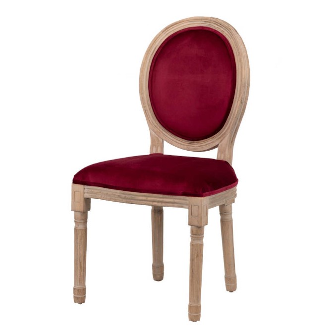silla velvet granate patas madera 48x46x96 cm