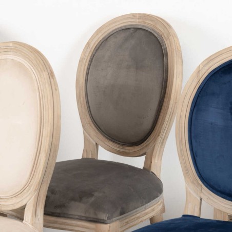 silla velvet gris patas madera 48x46x96 cm