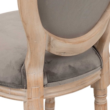 silla velvet gris patas madera 48x46x96 cm