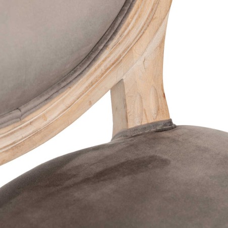 silla velvet gris patas madera 48x46x96 cm