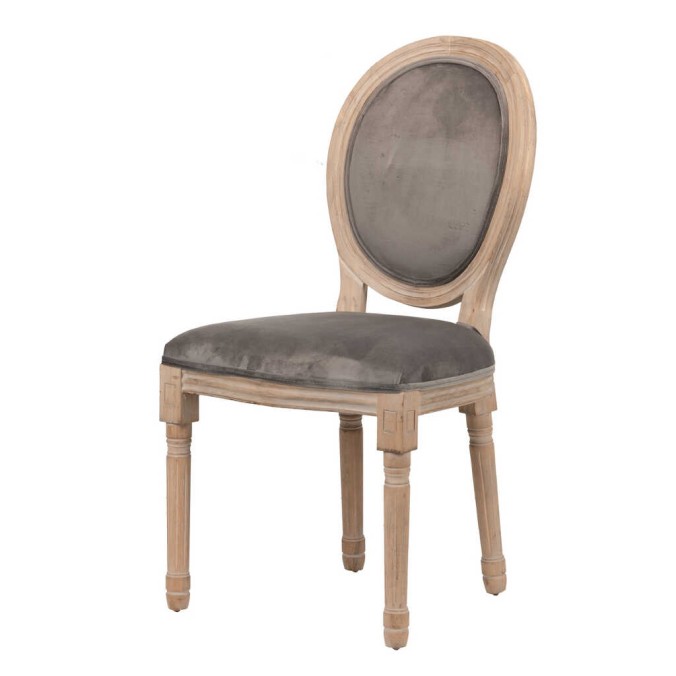 silla velvet gris patas madera 48x46x96 cm