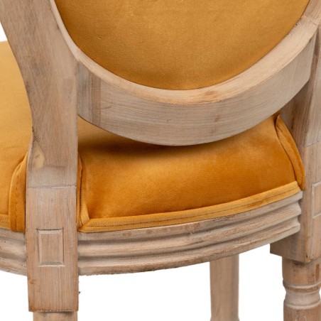 silla velvet mostaza patas madera 48x46x96 cm