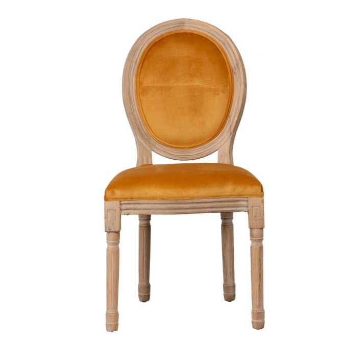 silla velvet mostaza patas madera 48x46x96 cm