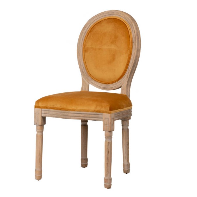 silla velvet mostaza patas madera 48x46x96 cm
