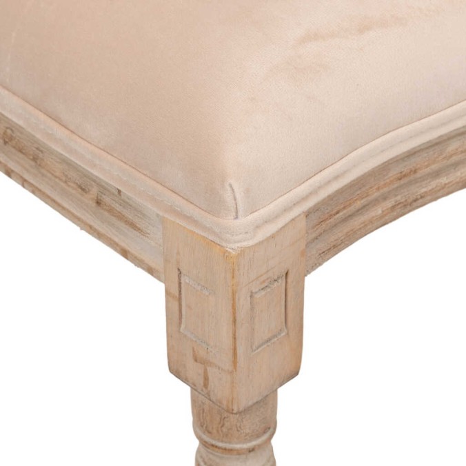 silla velvet beige patas madera 48x46x96 cm