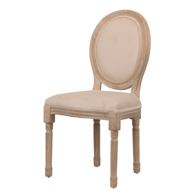 silla velvet beige patas madera 48x46x96 cm