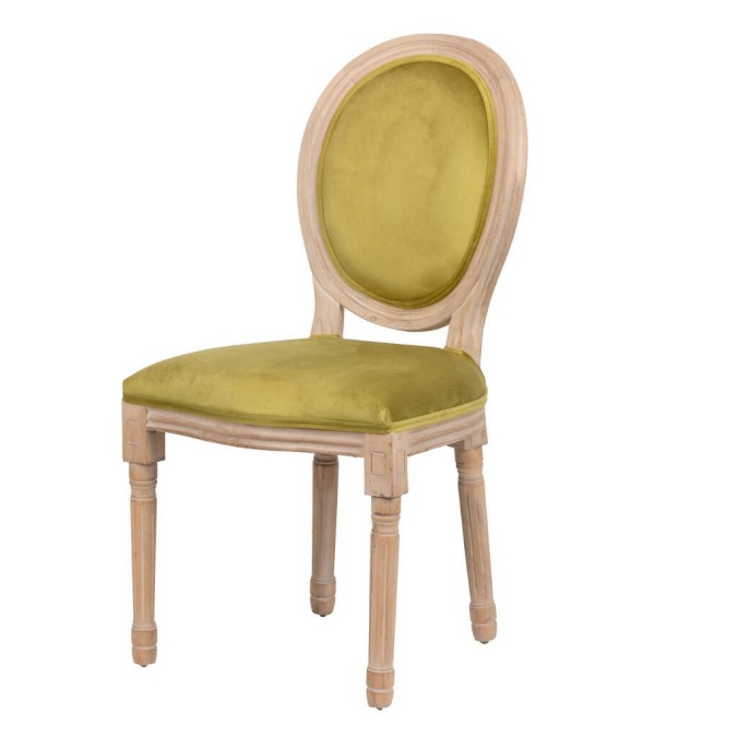 silla velvet verde patas madera 48x46x96 cm