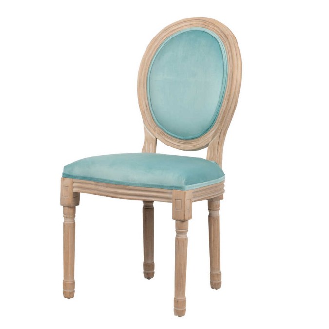 silla velvet azul patas madera 48x46x96 cm