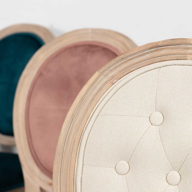 silla lino beige capitone 48x46x96 cm