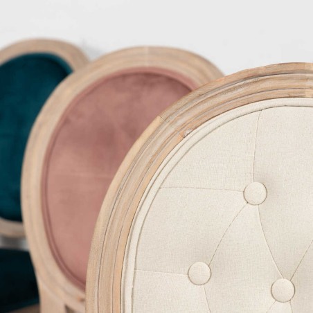 silla lino beige capitone 48x46x96 cm