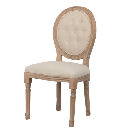 silla lino beige capitone 48x46x96 cm