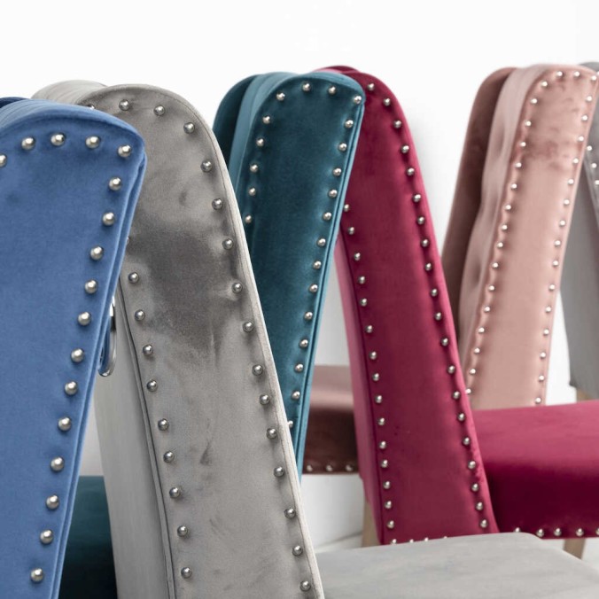 silla velvet capitone con tirador 53x53x102 cm