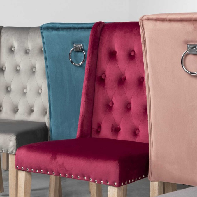 silla velvet capitone con tirador 53x53x102 cm