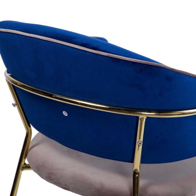 silla velvet gris/azul c/p. doradas 57x59x82 cm