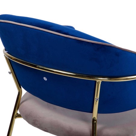 silla velvet gris/azul c/p. doradas 57x59x82 cm