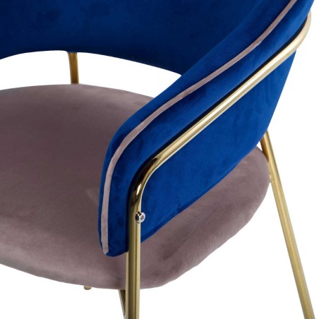 silla velvet gris/azul c/p. doradas 57x59x82 cm
