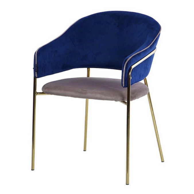 silla velvet gris/azul c/p. doradas 57x59x82 cm