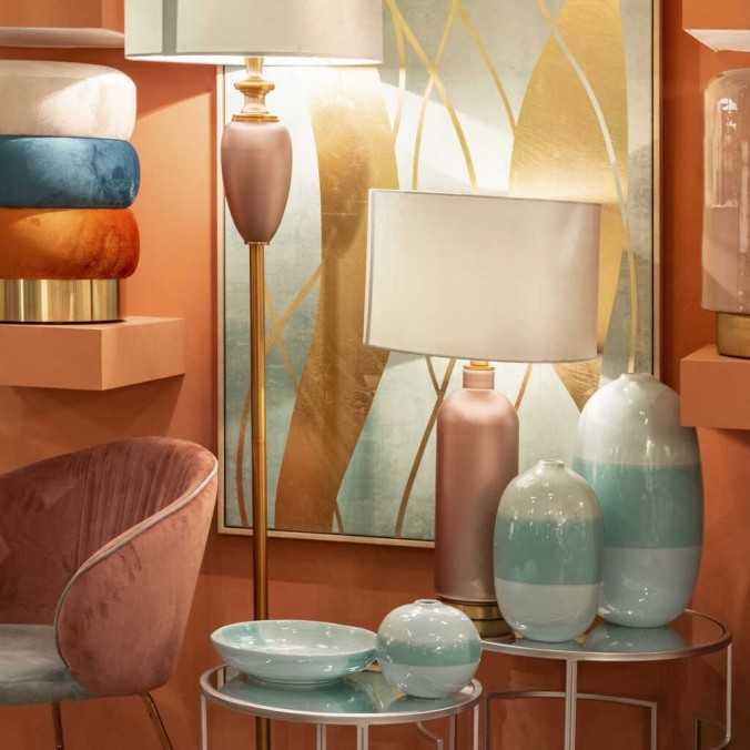 silla verde menta-rosa c/ patas cobre 55x57x78 cm