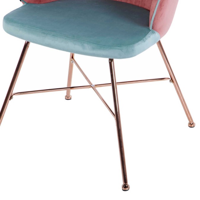 silla verde menta-rosa c/ patas cobre 55x57x78 cm