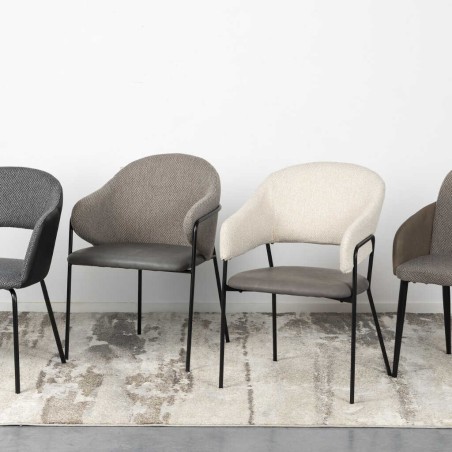 silla metal pu-poliester marron-gris 54x52x82 cm