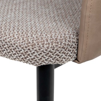silla metal pu-poliester marron-gris 54x52x82 cm 2