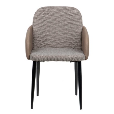 silla metal pu-poliester marron-gris 54x52x82 cm
