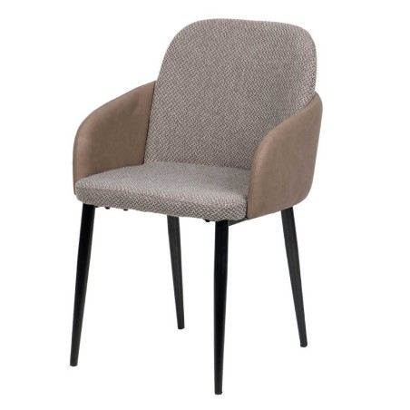 silla metal pu-poliester marron-gris 54x52x82 cm