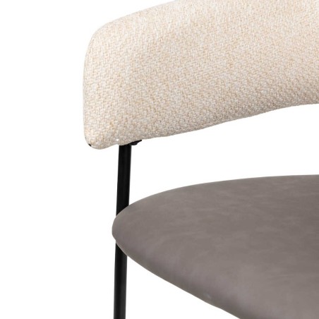 silla metal pu-poliester beige-gris 55x56x85 cm