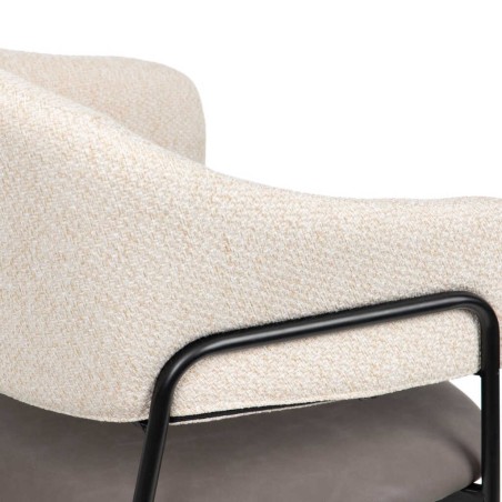 silla metal pu-poliester beige-gris 55x56x85 cm