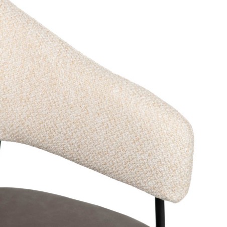 silla metal pu-poliester beige-gris 55x56x85 cm