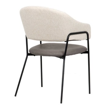 silla metal pu-poliester beige-gris 55x56x85 cm 2