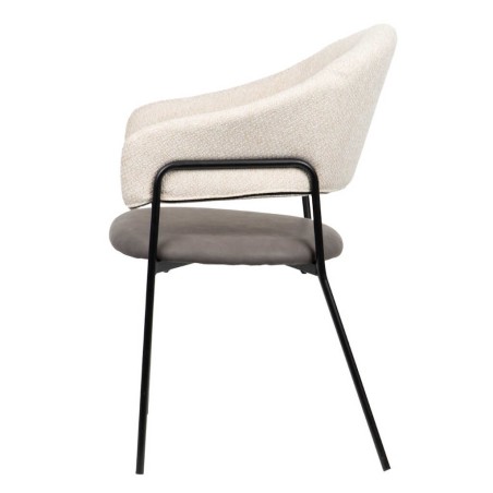 silla metal pu-poliester beige-gris 55x56x85 cm