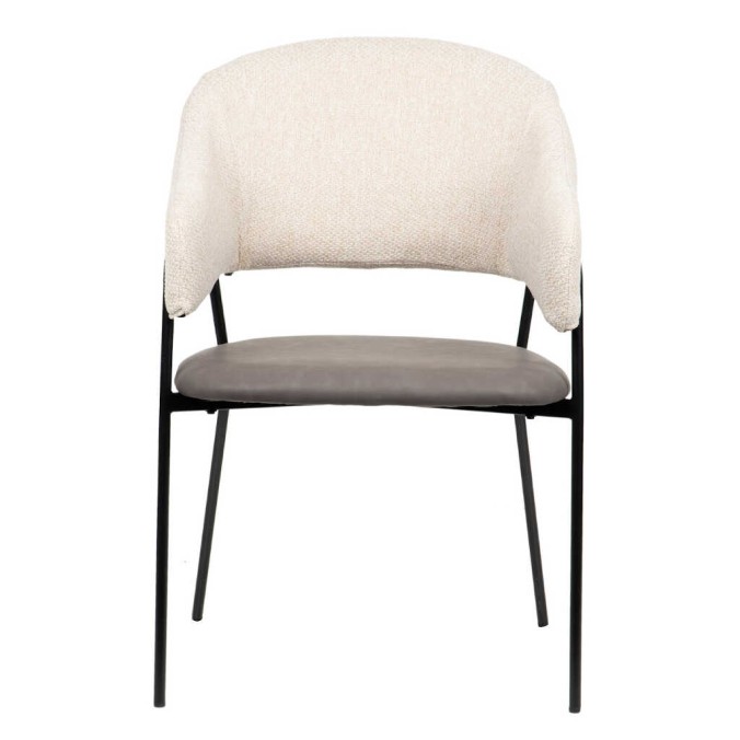 silla metal pu-poliester beige-gris 55x56x85 cm silla metal pu-poliester beige-gris 55x56x85 cm