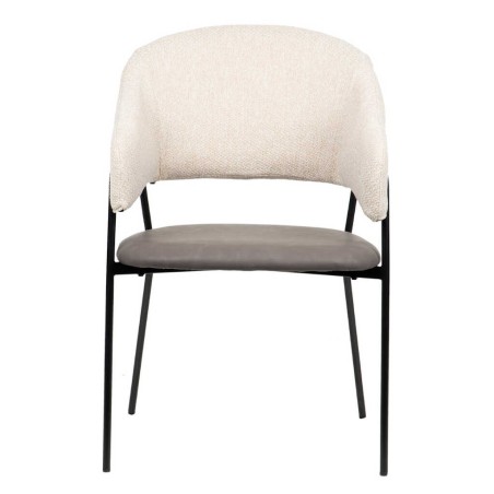 silla metal pu-poliester beige-gris 55x56x85 cm