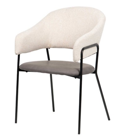 silla metal pu-poliester beige-gris 55x56x85 cm