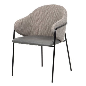 silla metal pu-poliester gris 57x59x82 cm
