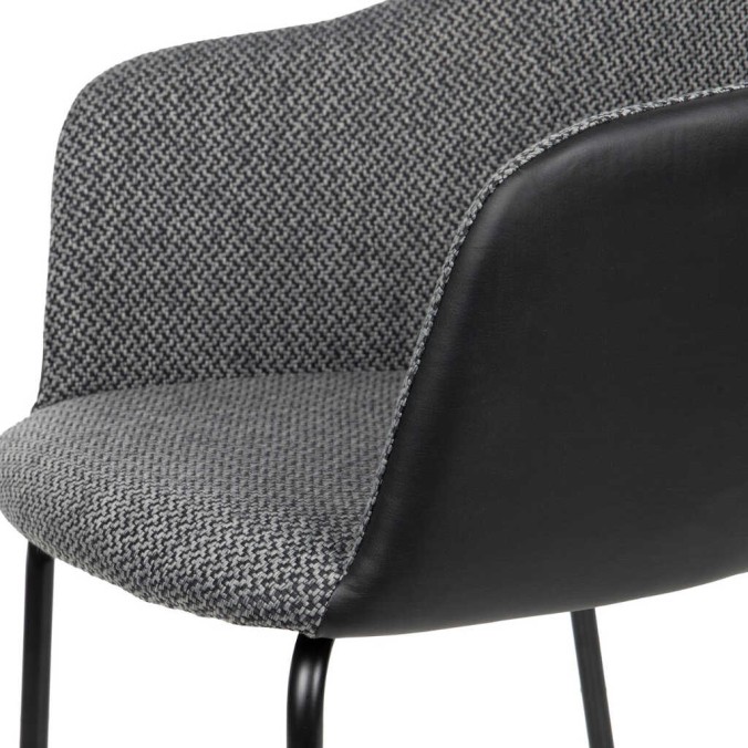silla metal pu-poliester grey-black 59x60x80 cm